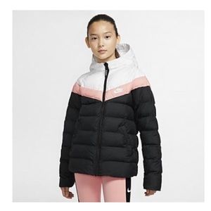 Nike Black White and Pink Synthetic Fill Jacket